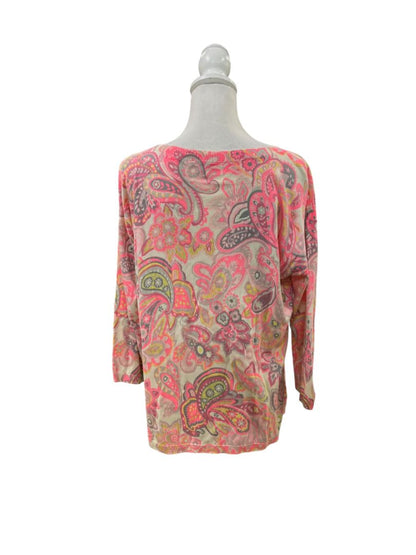 Talbots Tops Large Pink & Yellow Paisley