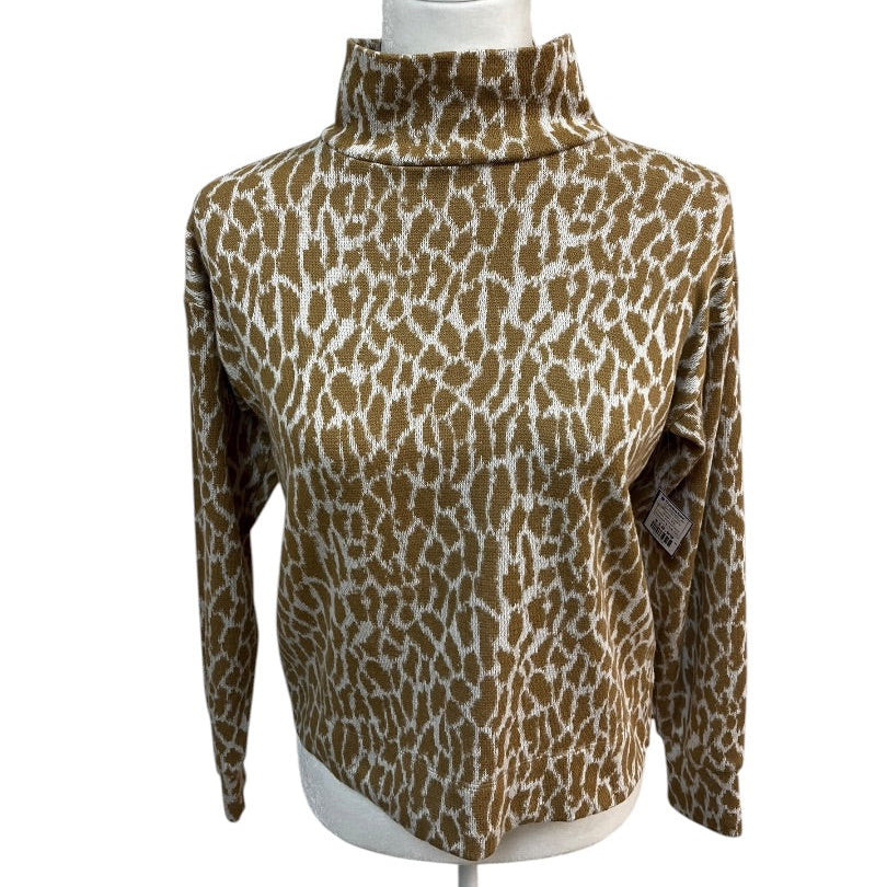 ANN TAYLOR LOFT Brown and Cream Animal Print Sweater Size XS