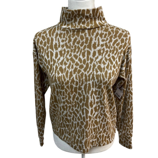 ANN TAYLOR LOFT Brown and Cream Animal Print Sweater Size XS