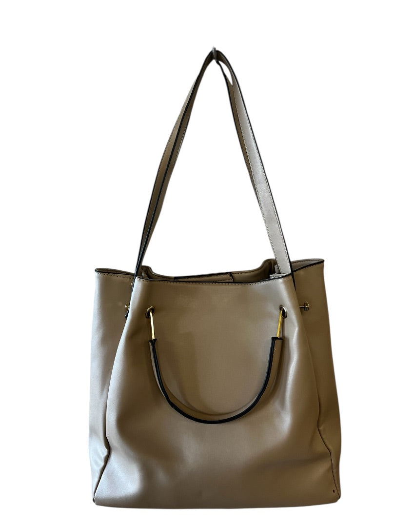 Alexis Bendel Beige Faux Leather Quilted Satchel Shoulder Bag