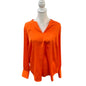 Talbots Orange Long Sleeve V Neck Dress Blouse Size Large NWT