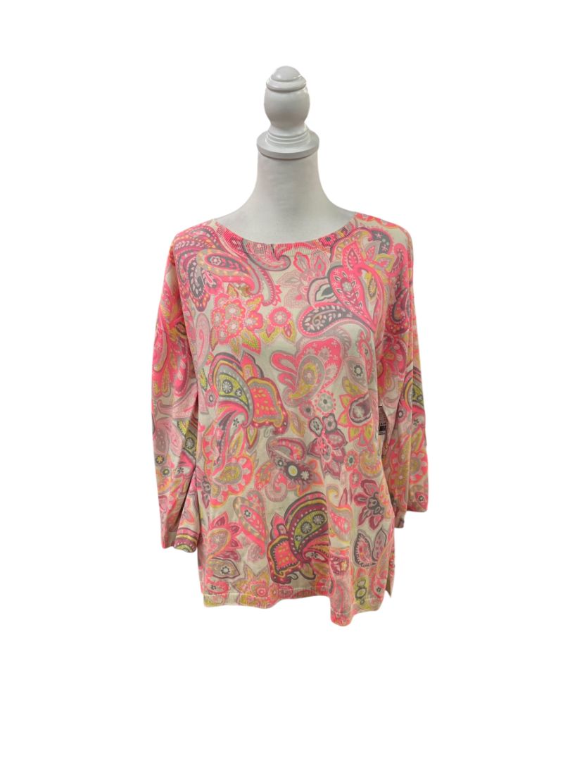 Talbots Tops Large Pink & Yellow Paisley