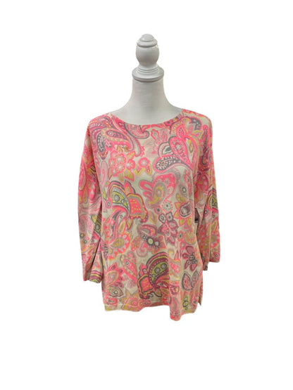 Talbots Tops Large Pink & Yellow Paisley