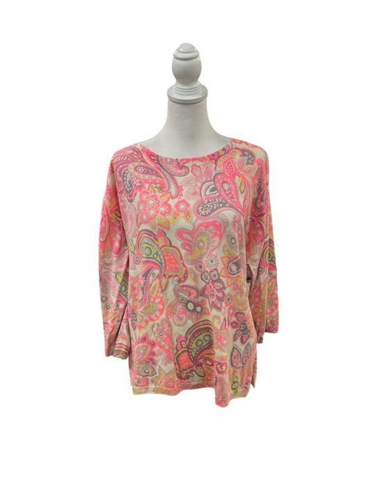 Talbots Tops Large Pink & Yellow Paisley