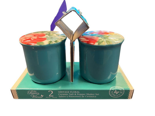 Turquoise Floral Salt & Pepper by Pioneer Woman