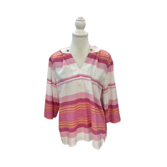 Tommy Bahama  Pink and White Stripe Top Size XL