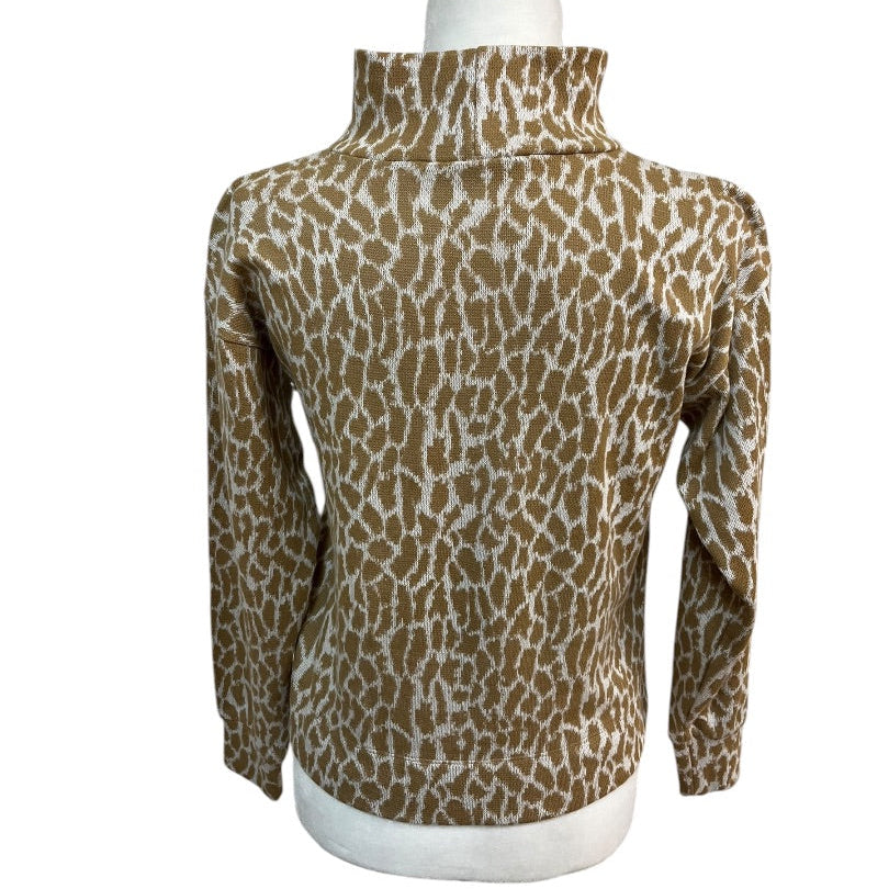 ANN TAYLOR LOFT Brown and Cream Animal Print Sweater Size XS