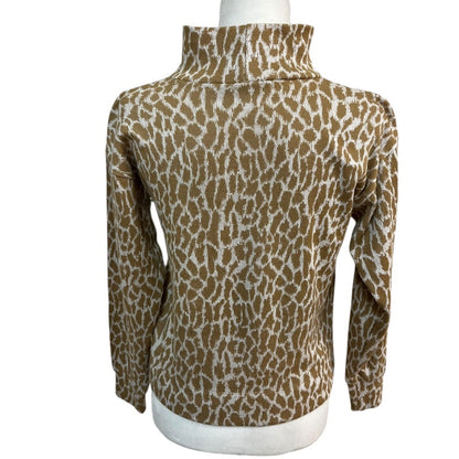 ANN TAYLOR LOFT Brown and Cream Animal Print Sweater Size XS