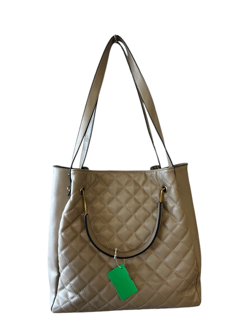 Alexis Bendel Beige Faux Leather Quilted Satchel Shoulder Bag