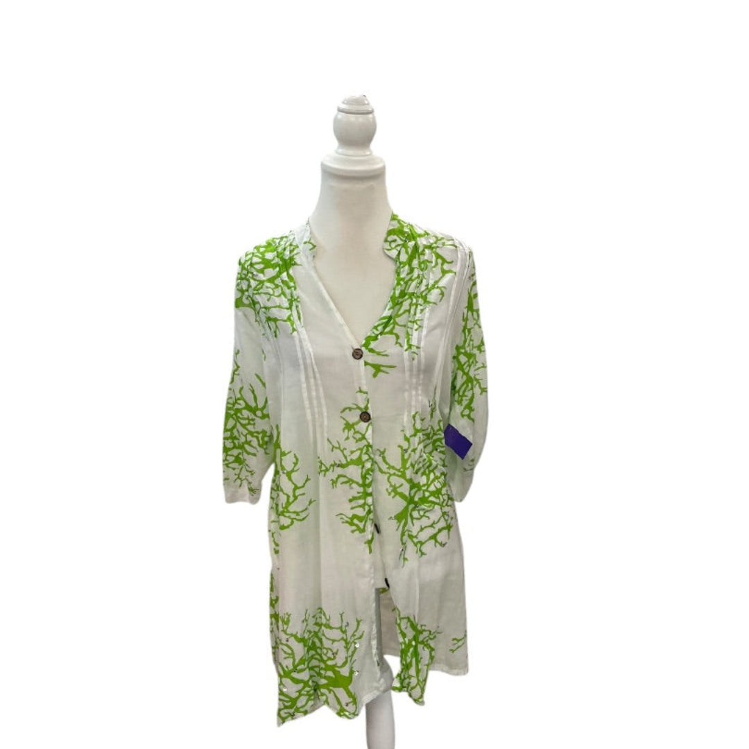 Club Z Collection Green and White Coral Beach Cover Size XL
