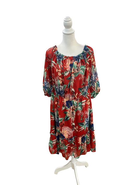 Ava & Viv Red Floral Dress Size 1X