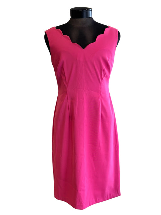 Scalloped Neckline Hot Pink Dress