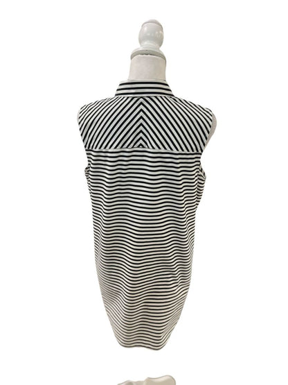Black and White Button Down Striped Sleeveless Top by Chico's