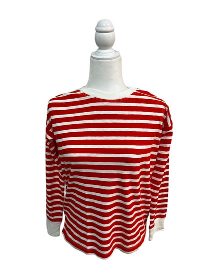 J.Crew-Style Red and White Breton Stripe Long-Sleeve Top Size XXS