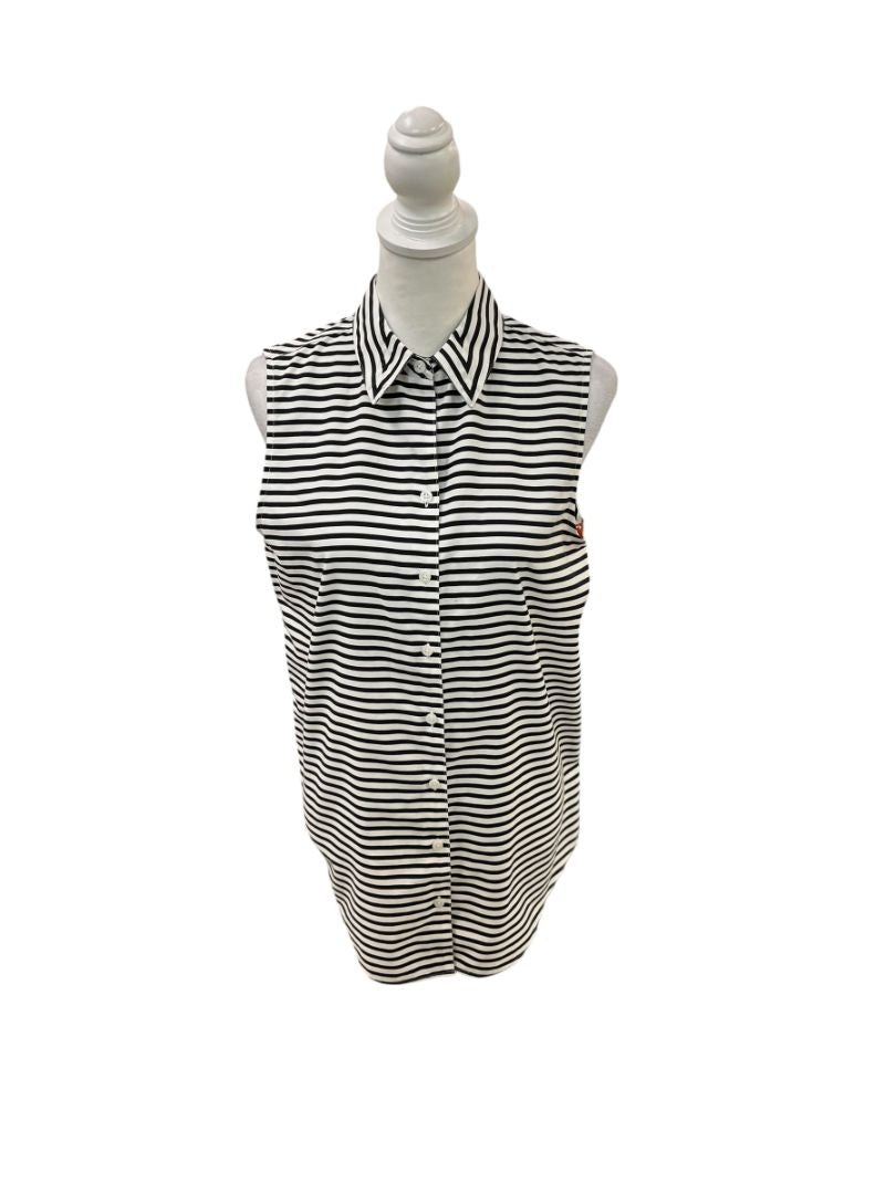 Black and White Button Down Striped Sleeveless Top by Chico's