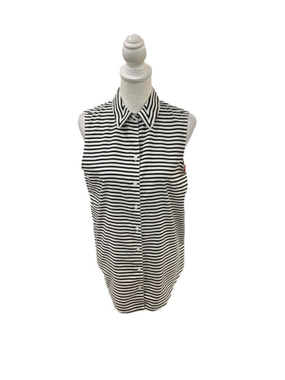 Black and White Button Down Striped Sleeveless Top by Chico's