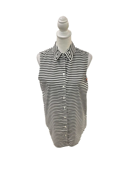 Black and White Button Down Striped Sleeveless Top by Chico's
