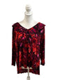 Red and Purple Floral V-Neck Top by Avenue