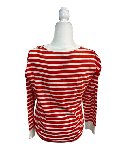 J.Crew-Style Red and White Breton Stripe Long-Sleeve Top Size XXS