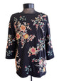 Black Floral Embroidered J Jill Top