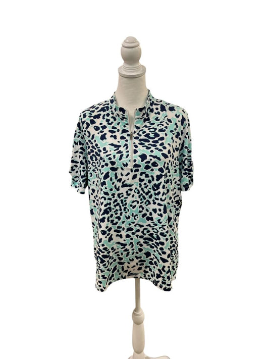 Blue & Green Animal Print Activewear Top by TAIL