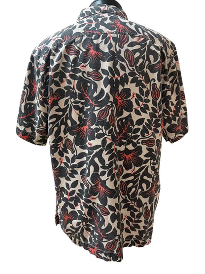 Tommy Bahama IslandZone Terra Fronds Black & Gray Camp Shirt Size Medium