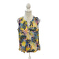 Stella Parker Yellow Pink and Navy Blue Palm Branch Sleeveless Top Size Large