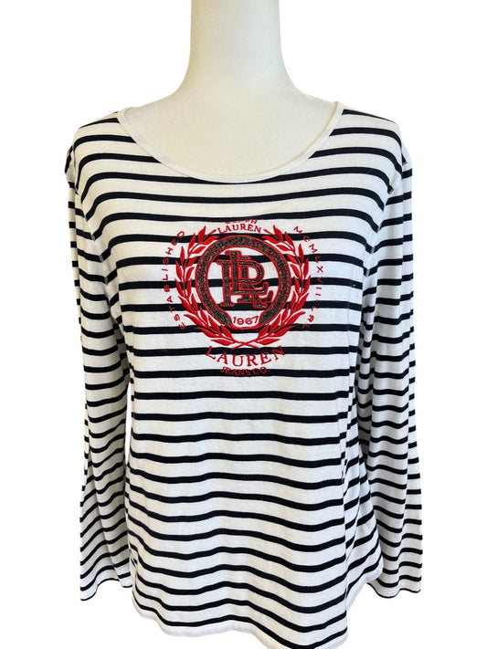 Navy Blue and White Striped Nautical Top by Ralph Lauren