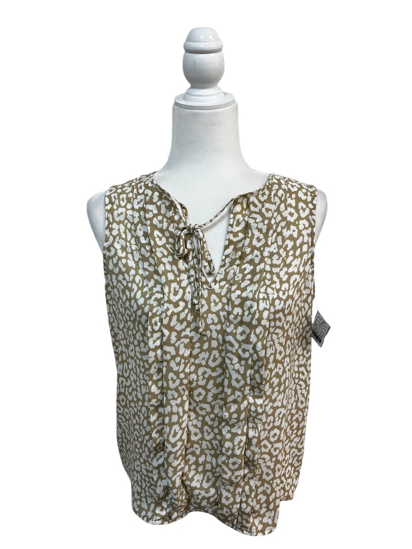 J.Crew Beige Leopard Print Sleeveless Tie-Neck Top – Size Small