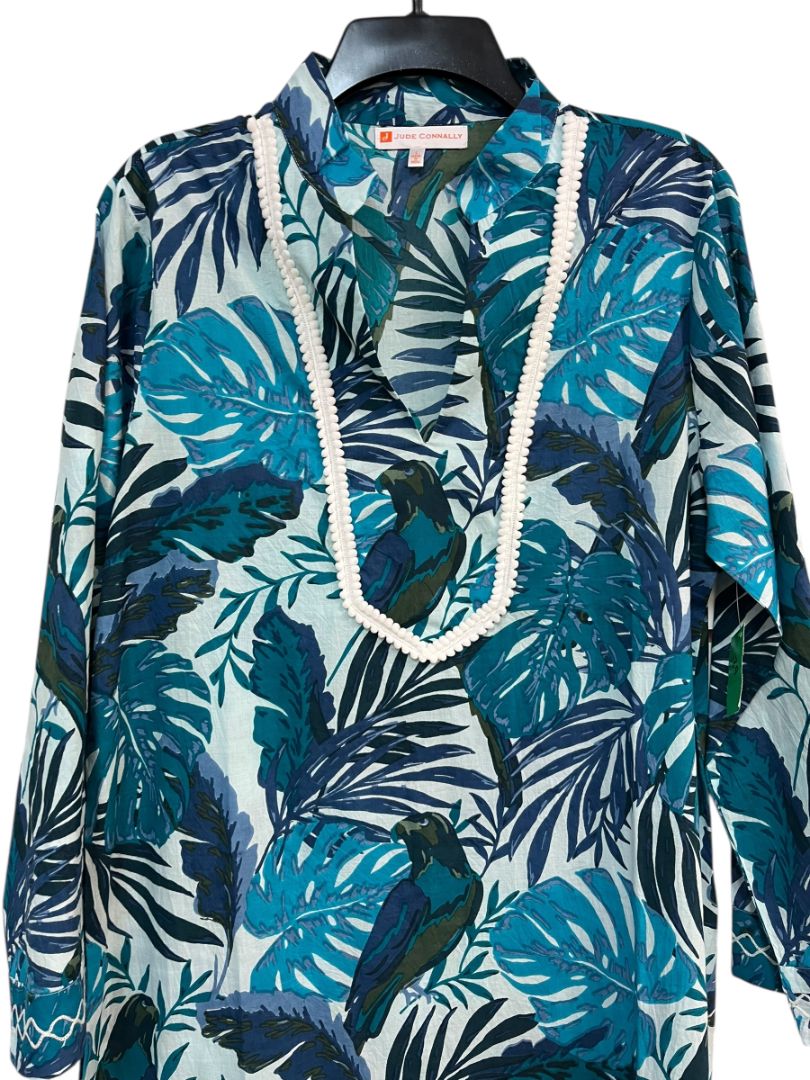 Jude Connally Botanical Villa College Palm Tree Midi Dress Size Large