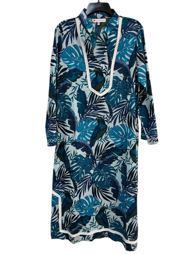 Jude Connally Botanical Villa College Palm Tree Midi Dress Size Large