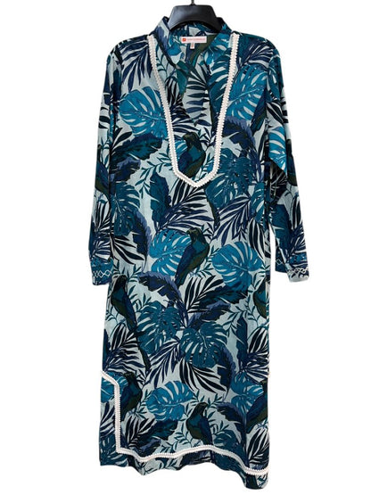 Jude Connally Botanical Villa College Palm Tree Midi Dress Size Large