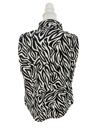 Black and White Animal Print Pleione Tops