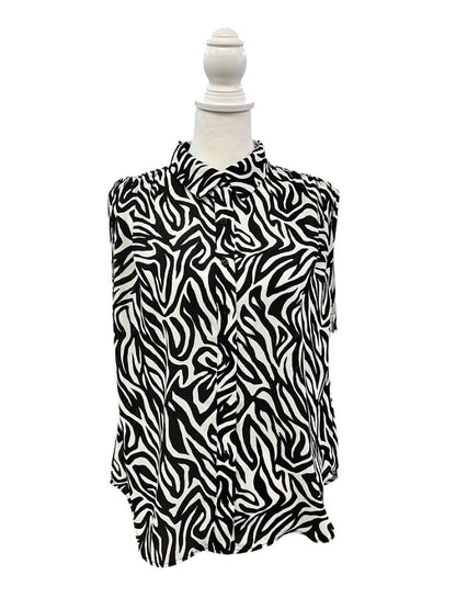 Black and White Animal Print Pleione Tops