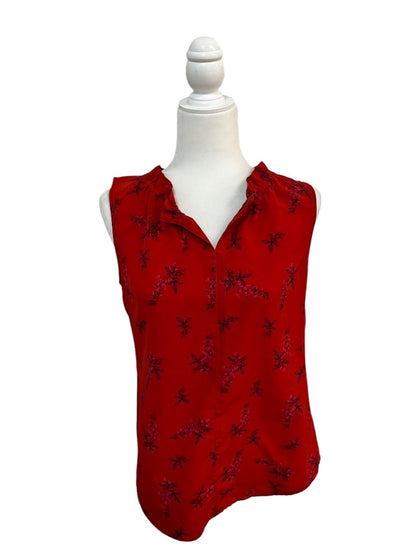 CAbi #5222 Red Floral Sprig Blouse – Size Small