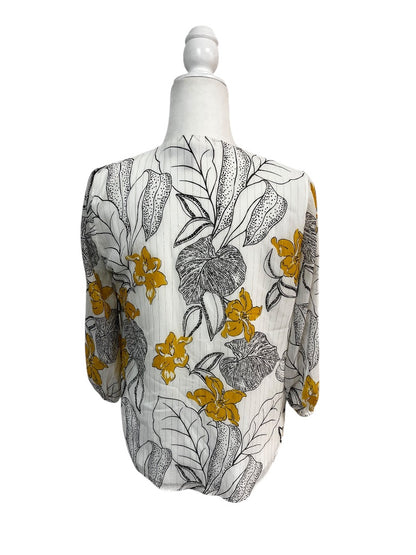 White House Black Market Metallic Floral Surplice Blouse – Size 2