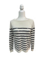 Ann Taylor White and Blue Sequined Striped Sweater Size Small