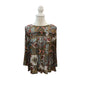 Bobby Brooks Bell Sleeve Brown Tone Peasant Top Size Medium