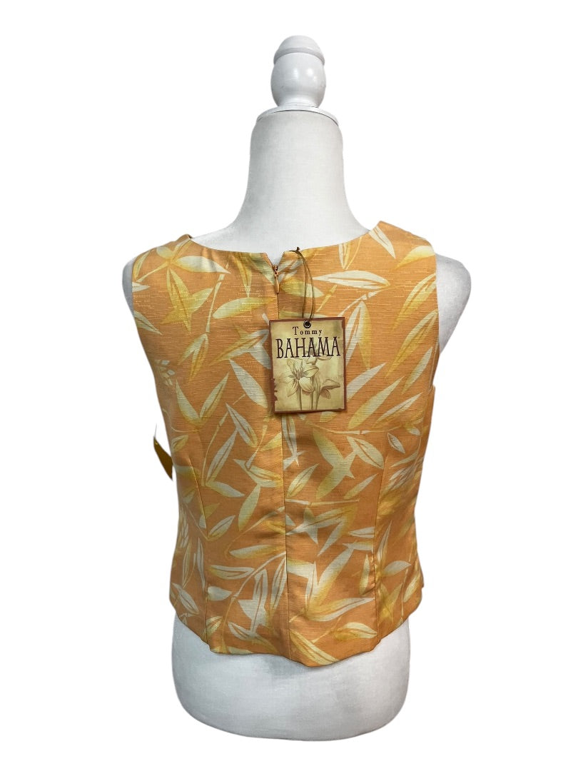 Tommy Bahama Yellow and Orange Leaf-Print Sleeveless Top – Size 6