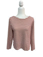 J Crew Red and White Striped Top with Crew Neck Size Medium