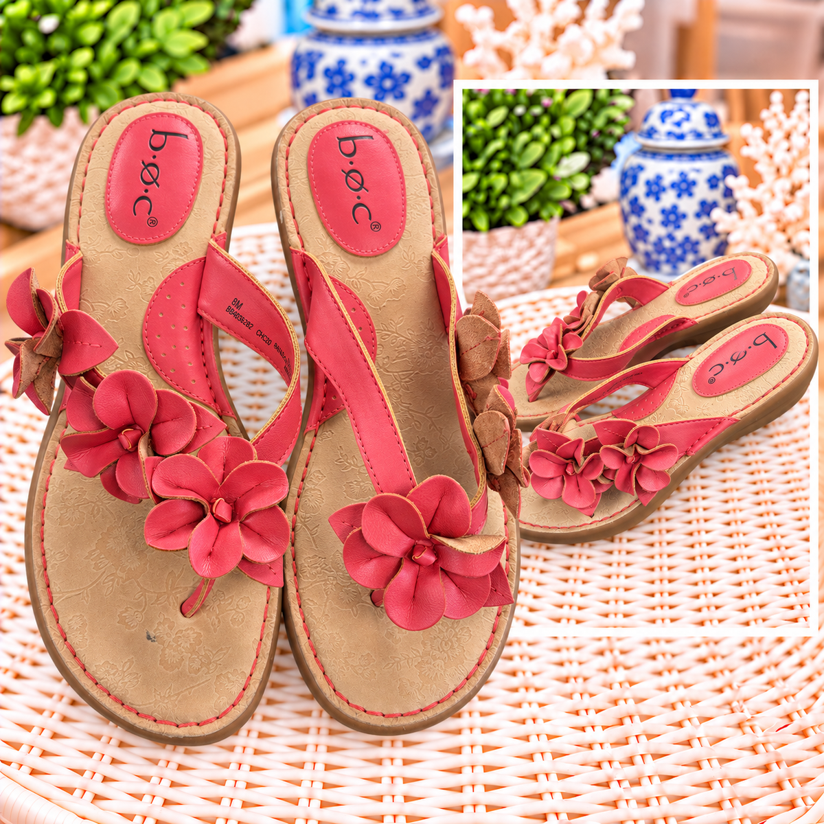 b.o.c. Pink Floral Thong Sandals – Size 8