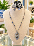 Lia Sophia Necklace Earring Set OS Silver & Purple