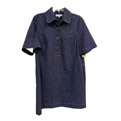 Pearl by Lela Rose Short Sleeve Indigo Denim Shirt Dress With Chest Pocket Size Large