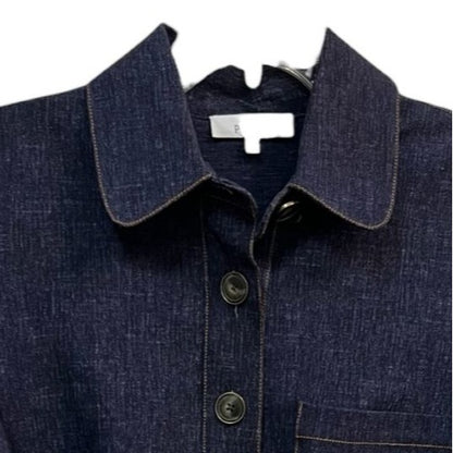 Pearl by Lela Rose Short Sleeve Indigo Denim Shirt Dress With Chest Pocket Size Large