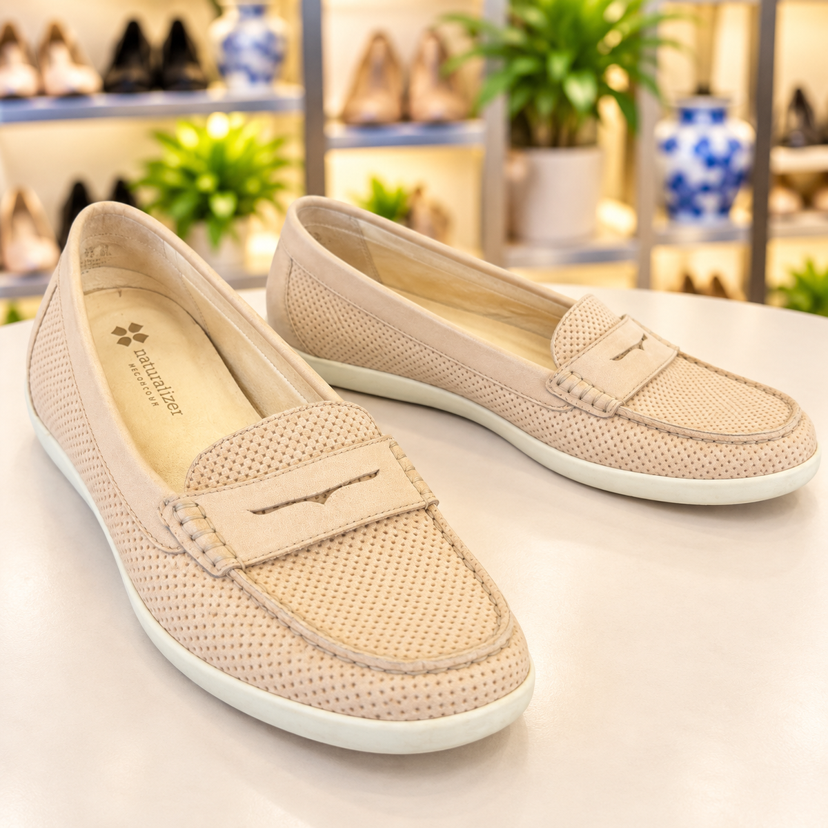 Naturalizer Tan Perforated Loafers – Size 9.5