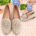Taryn Rose Woven Rose-Accent Loafers – Size 9