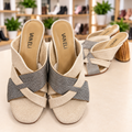VANELi Women's Tan & Silver Block Heel Sandals – Size 8
