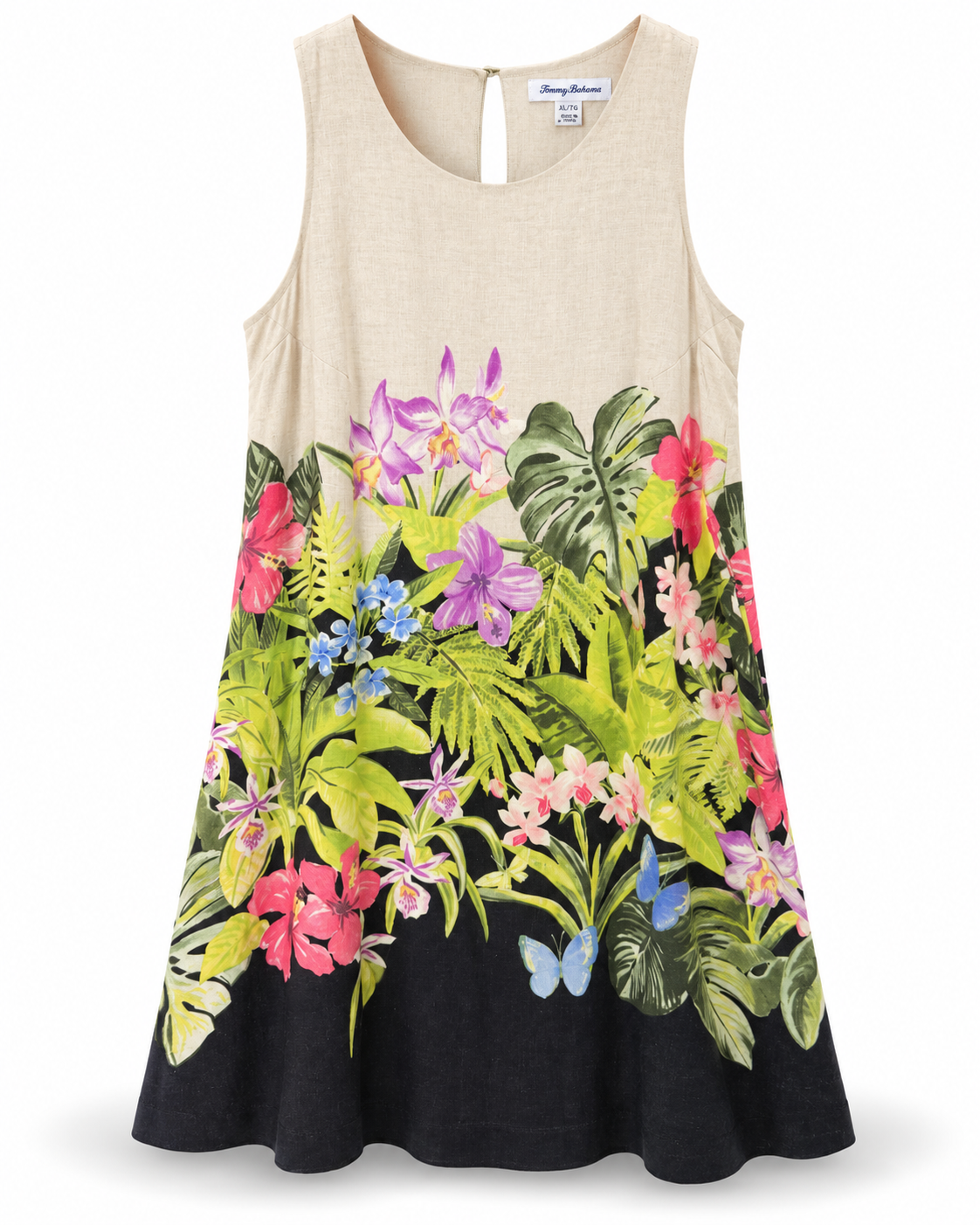 Tommy Bahama Tan Tropical Floral Sleeveless Dress – Size XL
