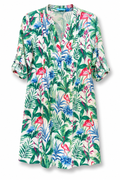 J. McLaughlin Tropical Floral &amp; Flamingo Print Dress – Size Medium