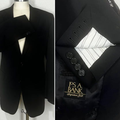 Jos. A. Bank Signature Collection Black Wool Custom Made Blazer Sport Coat 46L